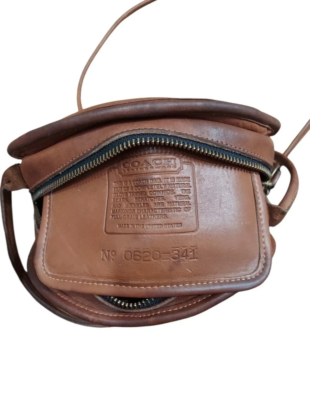 Coach Vintage Kimball Half Moon Zip Gloved Tanned Leather Crossbody 1990s  9911